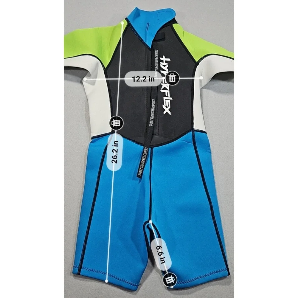 Hyperflex Access Youth Size 8 Wetsuit Shorty Blue Green Black Kids Springsuit